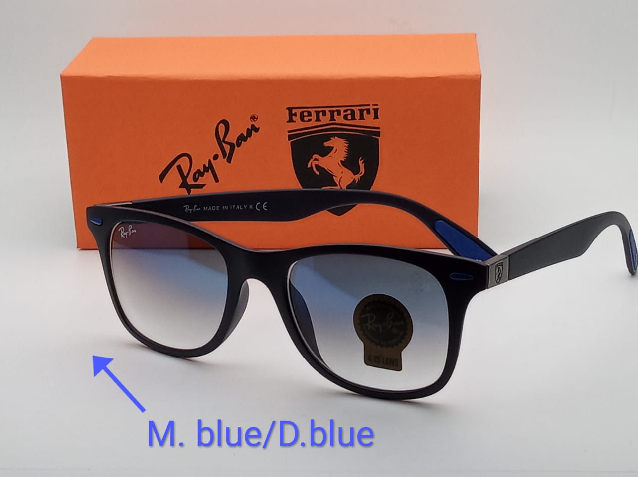 RAY-BAN New Stylish Blue Shade & Black 4195 Square Sunglass For Unisex