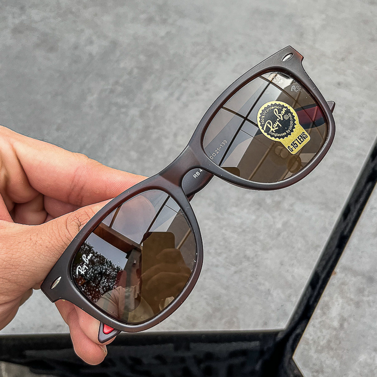 RAY-BAN New Stylish Brown & Black 4195 Square Sunglass For Unisex