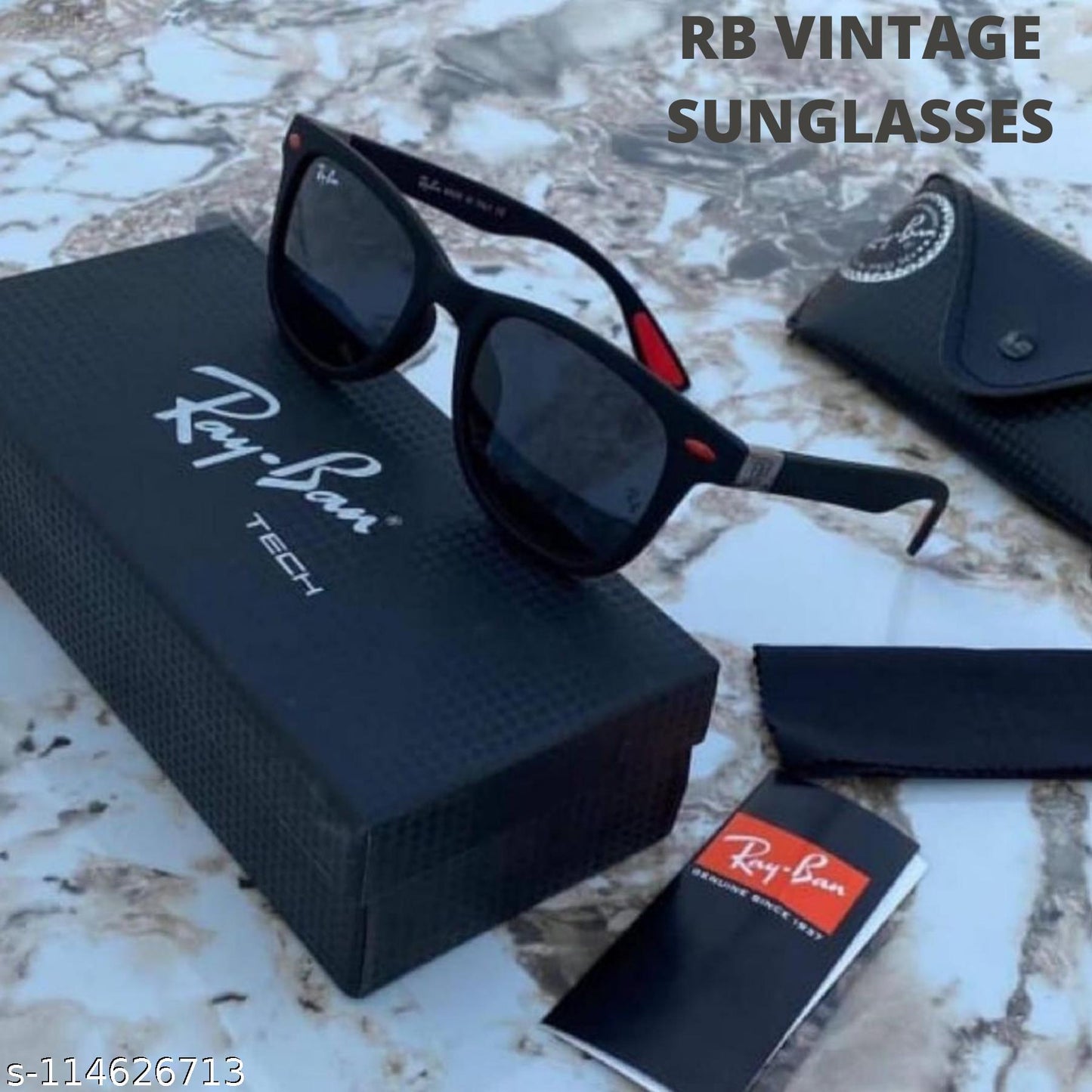 RAY-BAN New Stylish Black & Black 4195 Square Sunglass For Unisex